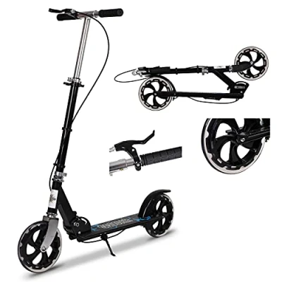 Image of Kick Scooter for Kids, Foldable Teens Adjustable Handlebar Push with Kickstand, Dual Brake System 200mm Wheels ABEC 7 Bearings Boys Girls Ages 6 8 9 10 11 12+ Gift