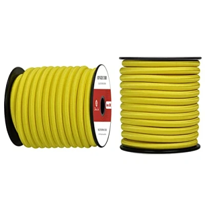 Image of Abma Cord Bungee 8mm 10M Elastic Shock 100% Stretch Rope for Tarpaulin, Trailer, Backpack, Tent Pole, Kayak Neon Yellow
