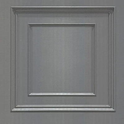 Image of Amara Panel Vinyl Wallpaper Silver Wood Belgravia 7374
