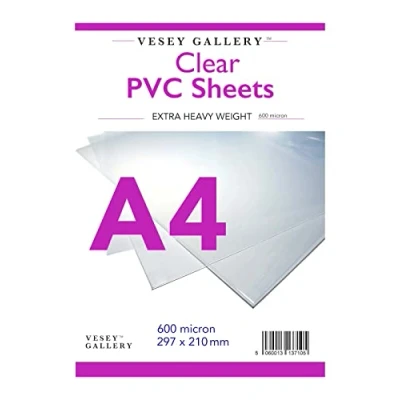 Image of Vesey Gallery 600 Micron Very Heavy Clear Acetate Sheets. Sized from A4 to A1. Pack of 4 (A4(297x210))