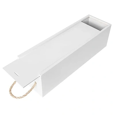 Image of Creative Deco White Wooden Wine Box with Rope 1 Bottle 35.1x11x10cm Natural Wood Holder Gift Christmas Xmas Storage Chest Presentation