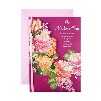 Image of Hallmark Mothers Day Card, Classic Floral Design, Card for Mum, Grandma, Wife, Pink, Purple, Orange