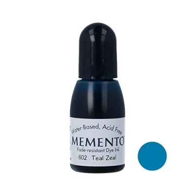 Image of Tsukineko Inker Stamp Ink 15 ml Blue, Teal Zeal Accessories Reinker for Memento Pads, 15ml