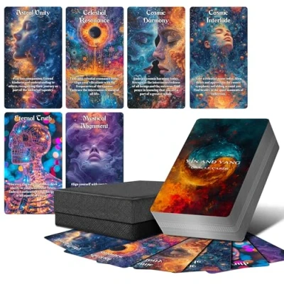 Image of Powerful Yin and Yang Oracle Cards, 68 Cards Deck with Meanings on Them, Tarot for Beginner, Evaluate Emotions, Relationships, Career, Health, Life (Yellow)