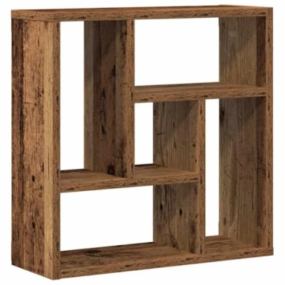 Image of vidaXL Wall Shelf/TV Cabinet Engineered Wood, Old 45x16x45 cm, LED Lights, 5 Compartments Modern Style for Living Room/Office