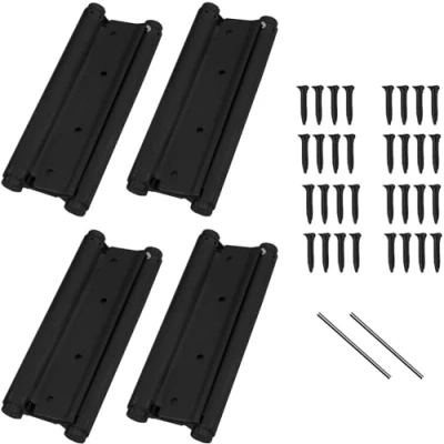 Image of 4 Pcs 8&#039;&#039; Heavy Duty Cafe Saloon Door Hinges Double Action Spring Hinge Stainless Steel Self Closing 200mm… (Black)