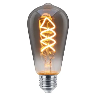Image of Long Life Lamp Company 4W LED Filament Light Bulb Edison Screw Retro ST58 Coil E27 Teardrop Spiral Smoke Grey Glass
