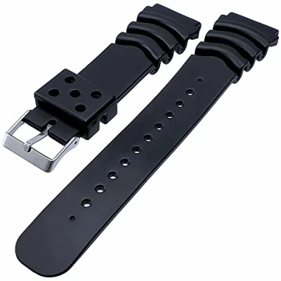 Image of Talk Time Heavy Duty Black Rubber Divers Watch Strap Seiko Compatible Z22 22mm