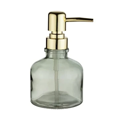 Image of WENKO Atessa mint soap dispenser, delicate liquid dispenser made of glass with golden pump head, refillable up to 200 ml soap, small perfect for the bathroom sink, Ø 8 x 14 cm