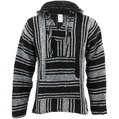 Image of Siesta Mexican Baja Hoodie Black White XXL