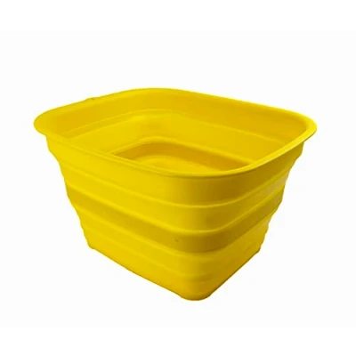 Image of SAMMART 15L Collapsible Tub Foldable Dish Portable Washing Basin Space Saving Plastic Washtub (Golden Yellow)