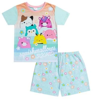 Image of Squishmallows Girls Pyjamas, Squish Squad Short Pjs For Nightwear (UK, Age, 10 Years, 11 Regular, Green)