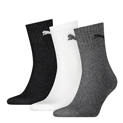 Image of PUMA Men Short Crew 3P Socks, Grey (Grey/White/Black), 9 11 UK