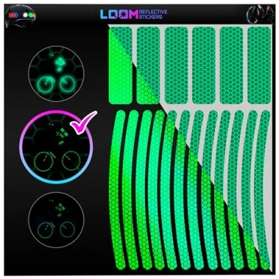 Image of Reflective Stickers for Bikes 18pc (Green) Waterproof, High Visibility Bike Flat Surfaces Nighttime Safety Helmet,Bicycle &amp; Motorcycle Adhesive Bicycle Reflectors