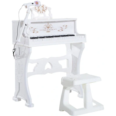 Image of HOMCOM 37/32 Key Kids Electronic Keyboard Mini Grand Piano Stool Microphone Musical Toy390 007WT