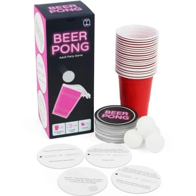 Image of Prezey Full Beer Pong Set with 78 Dares Drinking Games For Adults, Hen Party and Adult