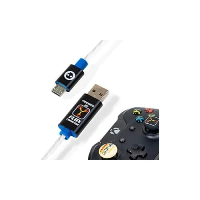 Image of Numskull Official Back To The Future LED Micro USB Cable and Thumb Stick Grips 1.5m Fast Charging Lead Compatible with Xbox One, PlayStation 4