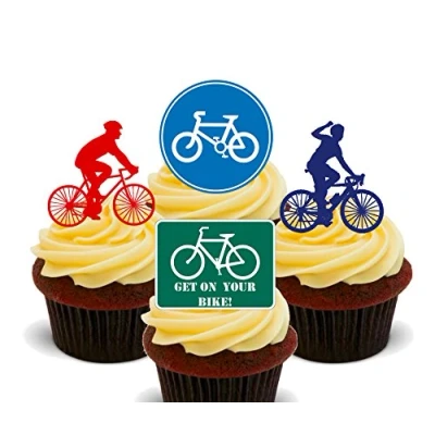 Image of Made4You Cycling Edible Cupcake Toppers Stand up Wafer Cake Decorations (12)