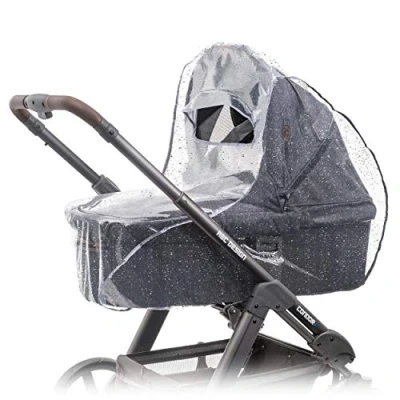 Image of Zamboo Universal Rain Cover for Pram Carrycot (e.g. Hauck, Joie, ABC Design etc.) Air Circulating, Water Resistant and Durable Baby Protection Shield (PVC Free) Grey