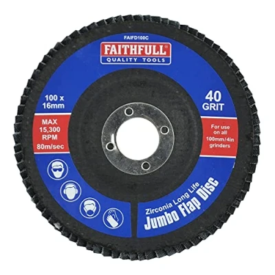 Image of Faithfull FAIFD100C Abrasive Jumbo Flap Disc 100mm x 16mm (4in) COARSE