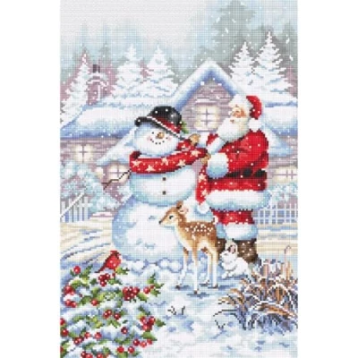 Image of Letistitch Snowman and Santa Counted Cross Stitch Kit 33x22cm