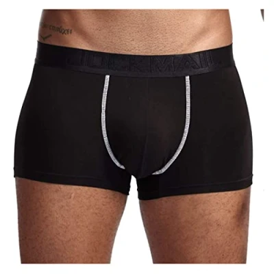 Image of JOCKMAIL Mens Boxer Shorts Modal Soft Underwear Micro Separate Pouches Dual Pouch Trunks with Fly Therapy Health Care Briefs (M, Black)