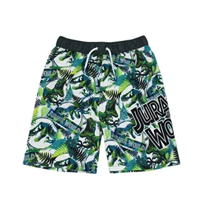 Image of Jurassic World Swim Shorts for Boys Kids Tyrannosaurus T Rex Dinosaur Swimming Trunks Pants Children’s Green Swimwear 9 10 Years