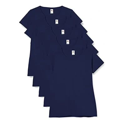 Image of Fruit of the Loom Women Valueweight 5 T Shirt, Blue (Navy 32), 12 (Manufacturer Size:M/12) pack