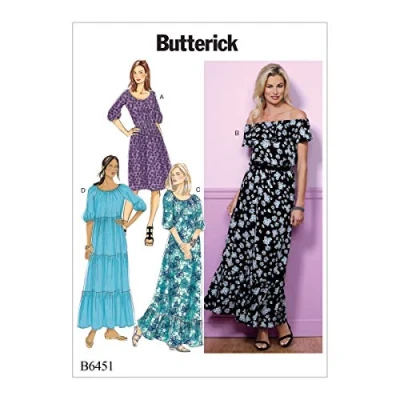 Image of Butterick Patterns 6451 ZZ,Misses Dress,Sizes LRG XXL, Tissue, Multicoloured, 17 x 0.5 22 cm