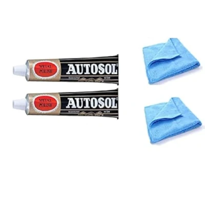 Image of 2 x 75ml Tube Solvol Autosol And Microfibre Cloths Chrome Ali &amp; Metal Polish