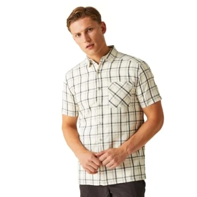 Image of Regatta Mens Mindano VIII Short Sleeve Shirt, Silver Grey/Ash Check, M UK