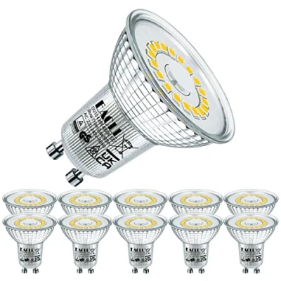 Image of EACLL GU10 LED Bulbs 4.8W 4000K Neutral White Light 710 Lumen Illuminant Perfect Replace for 75W Halogen Incandescent Lamp. No Strobe Spotlight, Beam Angle 120 , Flicker Reflector Bulb, 10 Pack