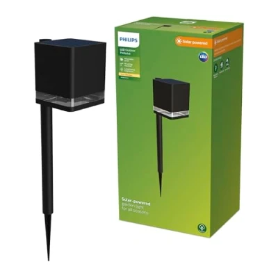 Image of PHILIPS Virona Outdoor Solar Pedestal Light, 2700 K, 200 lm, Black​