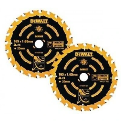 Image of Dewalt DT10300 2 x Circular Saw Blades 165 20 24T Extreme Framing DWE550