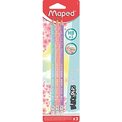 Image of Maped Black Peps Pastel HB Graphite Pencils Pack of 3