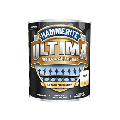 Image of Hammerite Ultima Matt Metal Paint 750ml White, (Pack of 1), HMMUMMWH750