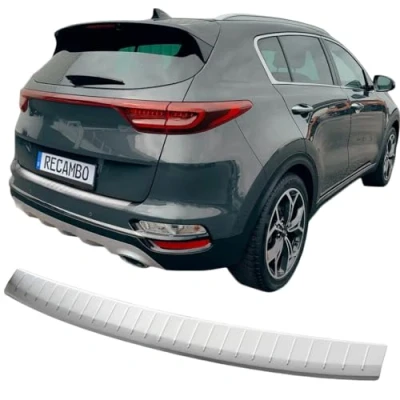 Image of RECAMBO Boot Sill Protector Stainless Steel Matt Brushed with Texture Compatible Kia Sportage QL from 07/2018 Styling and Protection for the Bumper