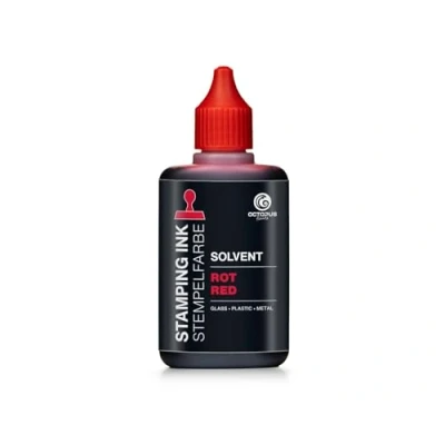 Image of Octopus 50 ml Solvent Stamp Ink, Red, Waterproof Based Paint for Non Scaking and Nonporous Surfaces, Glazed