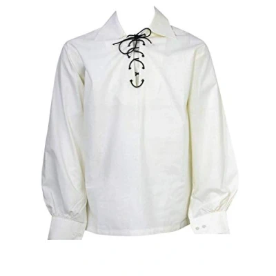 Image of Z&amp;N PRODUCTS White Scottish Highland Jacobite Jacobean Ghillie Kilt Shirt (XL)