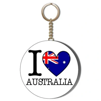 Image of Gift Insanity I LOVE AUSTRALIA FLAG HEART SHAPED DESIGN OWN LANGUAGE 58mm CHAIN KEYRING BOTTLE OPENER