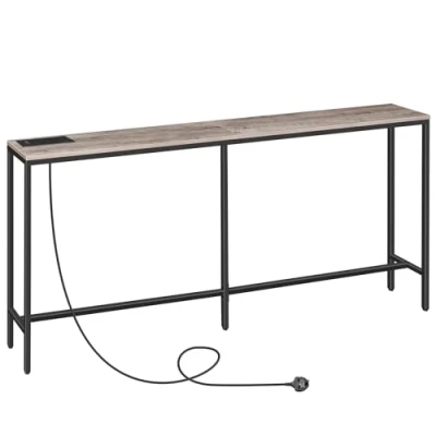 Image of MAHANCRIS Console Table with Power Outlet, 180 CM Narrow Sofa Table, Industrial Entryway USB Ports, Behind Couch for Entryway, Hallway, Foyer, Living Room, Bedroom ACTHG18KE01N1