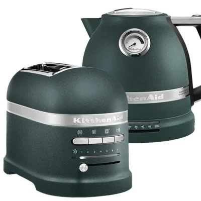 Image of KitchenAid Artisan Pebbled Palm 2 Slot Toaster and Kettle Set