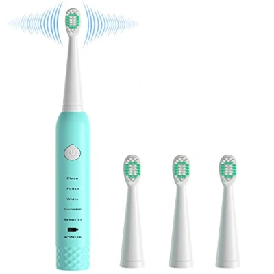 Image of Sonic Electric Toothbrushes for Kids 5 Modes with Smart Timer, Waterproof USB Charging Rechargeable Ultrasonic Toothbrushes, 4 Replacement Brush Heads, Adults Power Toothbrush
