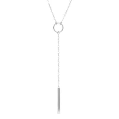 Image of jewellerybox Sterling Silver Circle &amp; Bar Necklace on 18 Inch Chain