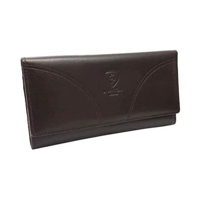 Image of J. Wilson London RFID Blocking Ladies Designer Quality Soft Sheep Leather Purse Wallet (Dark Brown Style 2)