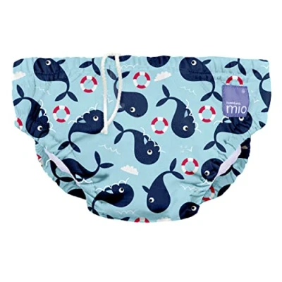 Image of Bambino Mio, Reusable Swim Nappy Pants for Babies and Toddlers, Boys Girls, Whale Wharf, S (