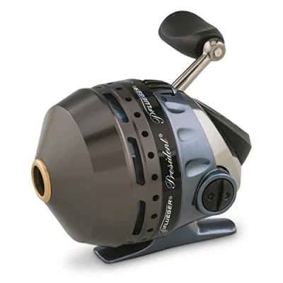Image of Pflueger President Spincast Reel, Size 10 Fishing Right/Left Handle Position, Aluminum Spool, Dial Drag System, multicolor