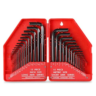 Image of Hi Spec 30pc Imperial &amp; Metric Hex Allen Key Wrench Folding Set with Small Large Sizes. Includes Mini 0.035 Up to Long 10mm