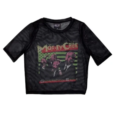 Image of Rock Off officially licensed products Motley Crue Generation Swine Mesh Crop Top Shirt M Black
