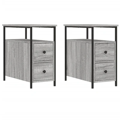 Image of vidaXL Bedside Cabinets 2 pcs Grey Sonoma 30x60x60 cm Engineered Wood
